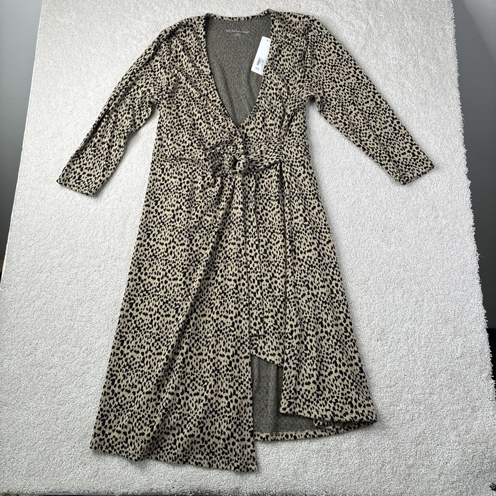 Soft Surroundings Damaria Leopard Print Faux Wrap Dress Women's XL 18 NWT